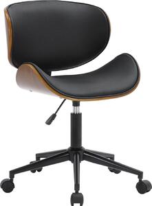 Sedia da ufficio, sedia da ufficio - comfort regolabile in altezza - aspetto noce, finitura in Pelle finta nera | colore: nero