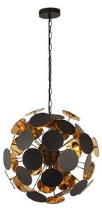 Lampadario Contemporaneo Disco Acciaio Nero Policarbonato Oro 4 Luci E14