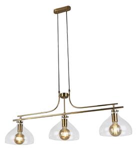 Lampadario Contemporaneo Margherita Acciaio Ottone Vetro 3 Luci E27