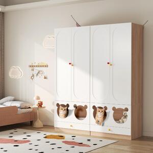Armadio angolare Flieks Armadio a 2 pezzi con barra e ripiano, armadio contenitore con letto per gatti, 160x50x200cm, bianco