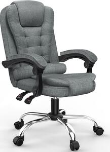 Sedia ergonomica per ufficio - Sedia da scrivania Bigzzia con schienale alto e regolazione in altezza - Sedia direzionale - Sedia reclinabile per ufficio, casa - Grigio