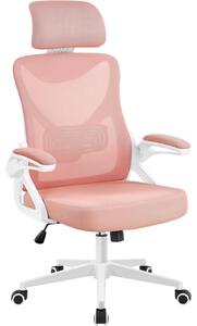 Sedia da ufficio ergonomica - Sedia girevole - Braccioli regolabili - Rosa - Portata fino a 136 kg