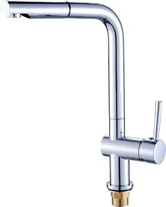 Miscelatore da cucina Laveo Luna BLZ_069D, cromo, doccetta estraibile, monocomando, testa in Vetroceramica, montaggio a parete