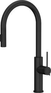 QUADRON JENNIFER Q LINE SLIM SteelQ, miscelatore da cucina 360°, miscelatore da cucina in acciaio inox, colore: nero, altezza: 46 cm, rubinetto da cucina