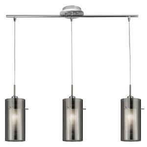 Lampadario Contemporaneo Duo 2 Acciaio Cromo Vetro 3 Luci E14