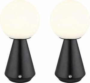 Set di 2 lampade da tavolo a LED, nero, touch, dimmerabile, H 23,5 cm