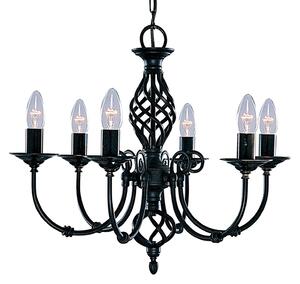 Lampadario Industrial-Nordico Zanzibar Acciaio Nero 6 Luci E14