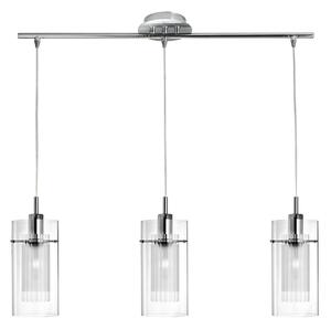 Lampadario Contemporaneo Duo 1 Acciaio Cromo 3 Luci E14