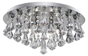 Plafoniera Classica Hanna Acciaio Cromo Vetro Pendente 8 Luci G9 D55Cm