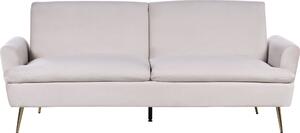 BELIANI Divano letto in velluto beige 3 posti funzione click-clack per dormire gambe in metallo dorato