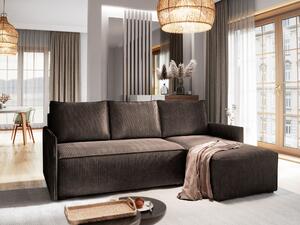 Divano angolare Masseno PERUSI con funzione letto a L, divano con box letto, divano da soggiorno, divano, divano, divano letto, set di divani - marrone, POSO 06
