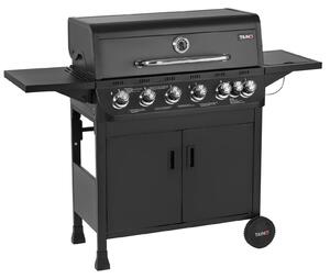 Barbecue a gas - Carrello con 6 bruciatori - Bruciatore laterale - Acciaio inossidabile - Termometro integrato - Griglia 77 x 34 cm - Per terrazzo e giardino