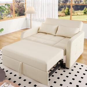 Divano letto 2 posti, dimensioni 127x75x94 cm, divano letto con funzione letto, divano beige con schienale regolabile, ideale per piccoli appartamenti