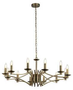 Lampadario Classico Ascot Acciaio Ottone 12 Luci E14