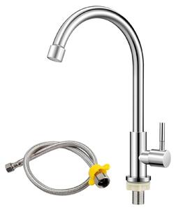 Rubinetto da cucina - Acqua fredda - Acciaio inox - Rotazione 360° - Tubo da 60 cm - Estraibile