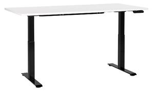 BELIANI Scrivania regolabile in altezza, piano bianco, struttura in acciaio nero, 160 x 72 cm, regolazione elettrica dell'altezza, per uffici moderni
