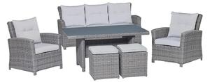 Set da salotto con tavolo da pranzo Vermont 6 pezzi in polyrattan Wave Cliff