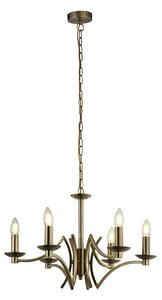 Lampadario Industrial-Nordico Ascot Acciaio Ottone 6 Luci E14