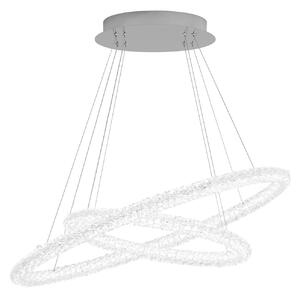 Lampadario Moderno Circle Acciaio Cromo Vetro Trasparente Led 60W 4000K