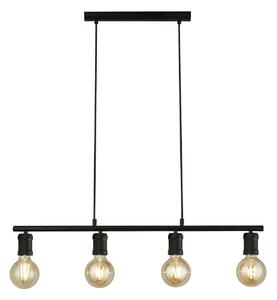 Lampadario Industrial-Nordico Danza Acciaio Nero 4 Luci E27