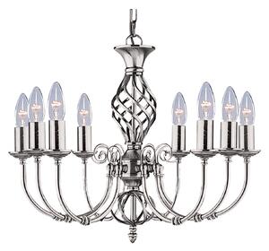 Lampadario Classico Zanzibar Acciaio Argento 8 Luci E14