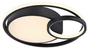 Plafoniera LED, design ad anello nero opaco, bianco, L 40,5 cm