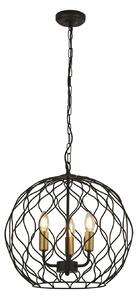 Lampadario Industrial-Nordico Finezza Acciaio Nero Oro 3 Luci E14