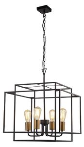 Sospensione Industrial-Nordico Crate Acciaio Nero Bronzo 1 Luce E27