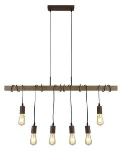 Lampadario Industrial-Nordico Fienile Acciaio Marrone 6 Luci E27