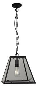 Sospensione Industrial-Nordico Lantern Noir Acciaio Nero Vetro 1 Luce E27