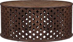 WOMO-DESIGN tavolino Doha Ø 100x45 cm rotondo, marrone, unico, fatto a mano in legno massiccio di mango, look moderno in legno, design vintage, tavolino da divano
