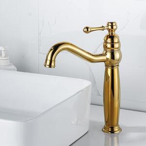 Rubinetto per lavabo girevole - Ottone anticato, finitura rame lucido - Stile vintage, finitura rosa oro