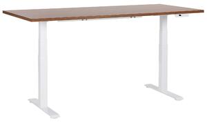 BELIANI Scrivania regolabile in altezza piano in legno scuro con struttura in acciaio 180 x 80 cm regolazione elettrica in altezza ufficio moderno