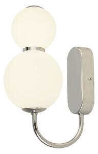 Applique Contemporanea Snow Ball Acciaio Cromo Vetro Bianco Led 12W 3000K