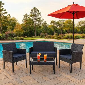 Set da giardino in polyrattan a 4 pezzi con tavolo Set di mobili da giardino Zita