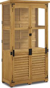 M MCombo Armadietto da giardino in legno, casetta per attrezzi resistente alle intemperie, piccola, casetta da giardino per esterni, ripostiglio per attrezzi per terrazza e balcone, 0120D Natur