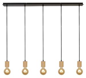 Lampadario Lineare Industrial-Nordico Spinoso Acciaio Nero Marrone 5 Luci E27