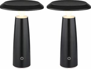 Lampada da tavolo LED, con dimmer touch, alimentata a batteria, colore nero, altezza 20 cm