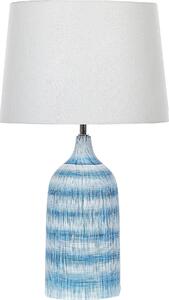 BELIANI Lampada da tavolo base in Vetroceramica blu 66 cm paralume in tessuto bianco lampada da tavolo classica lampada da comodino