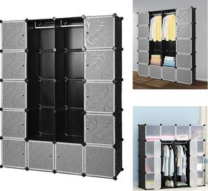 TolleTour 20 scatole sistema di scaffalatura fai da te armadio guardaroba armadio armadio scaffale 142x37x180cm bianco e nero