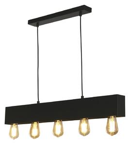 Lampadario Industrial-Nordico Pianoforte Acciaio Nero 5 Luci E27