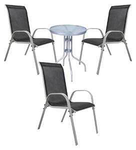 Set da bistrot, 4 pezzi, grigio argento/nero