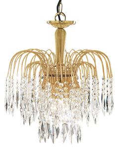 Lampadario Classico Waterfall Acciaio Oro Vetro 3 Luci E14