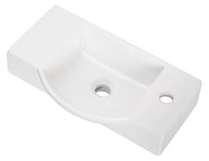 FACKELMANN Lavabo in Vetroceramica per bagno di servizio / Lavabo in Vetroceramica / Dimensioni (L x A x P): ca. 54,5 x 10,5 x 32 cm / Lavabo di alta qualità per bagno e bagno di servizio / Rubinetto a destra / Colore: bianco / Larghezza: 54,5 cm