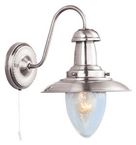 Applique Classica Fisher Man Acciaio Argento Vetro 1 Luce E27