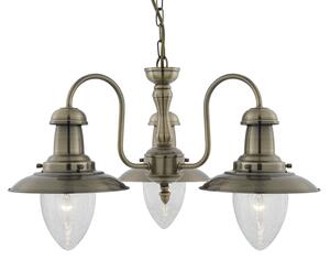 Lampadario Classico Fisher Man Acciaio Adjustable Vetro 3 Luci E27