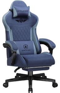 GTPLAYER Sedia da gioco, Sedia da gioco ergonomica in tessuto con supporto lombare, sedia per PC con schienale allargato, portata fino a 150 kg, colore scuro
