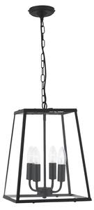 Sospensione Industrial-Nordico Lantern Noir Acciaio Nero Vetro 1 Luce E14