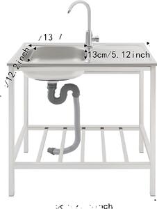 Lavabo freestanding, rubinetto girevole a 360°, design resistente, argento