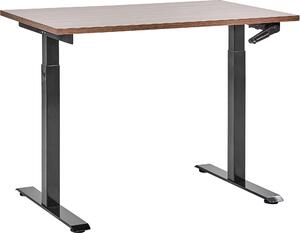 BELIANI Scrivania regolabile in altezza piano in legno scuro struttura in acciaio nero 120 x 72 cm regolazione manuale in altezza ufficio moderno